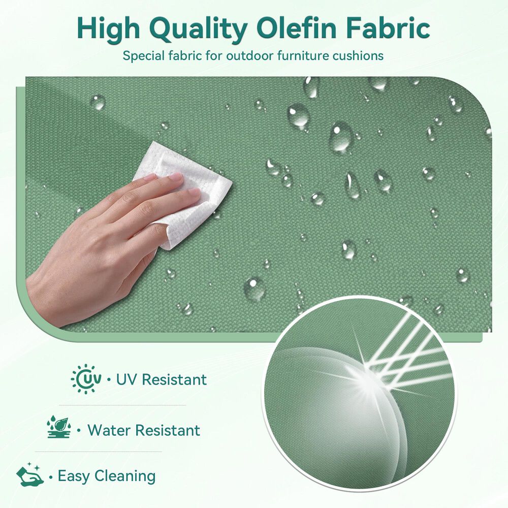 Sunwell Garden 4" Thick Outdoor Seat and Back Cushion Set in Green, , large