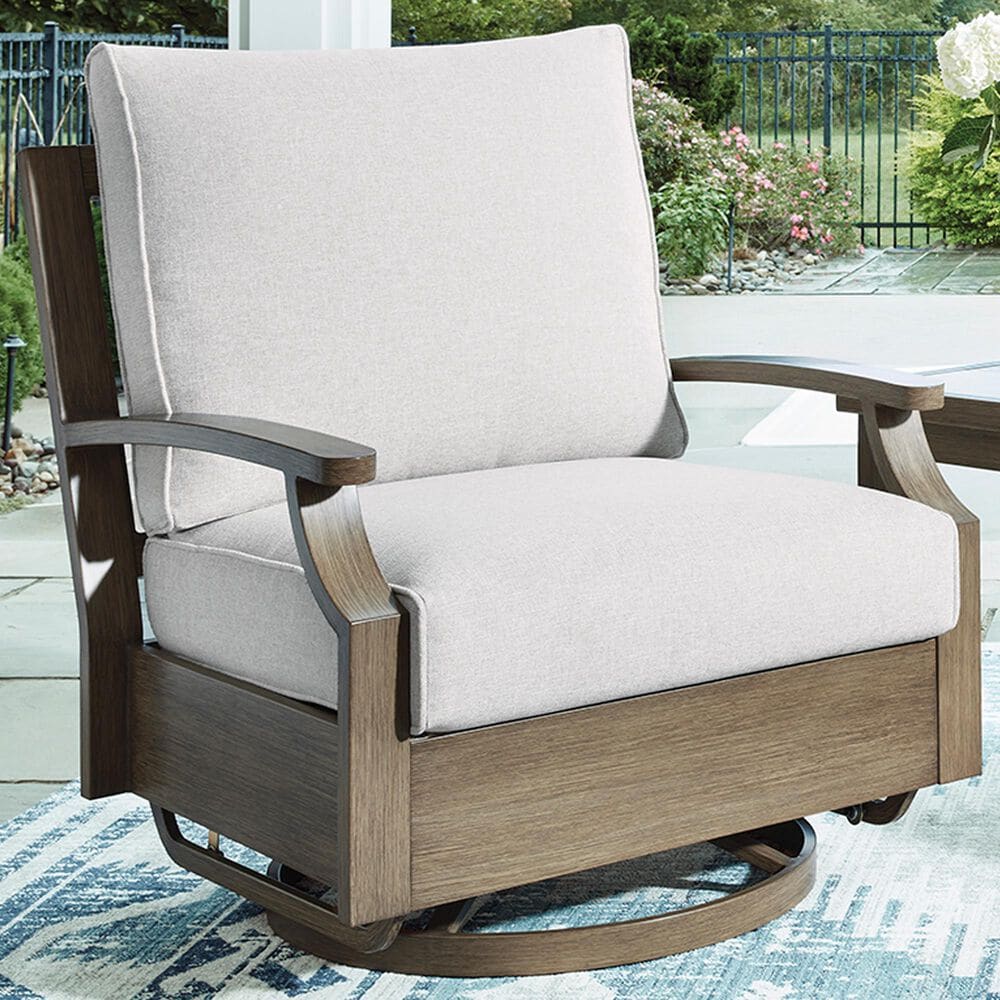 Ashley Rainier Ranch Swivel Glider Chair in Brown, , large
