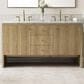 James Martin Vanities Hudson 60" Double Bathroom Vanity in Light Natural Oak with 3 cm Carrara White Marble Top and Rectangular Sinks, , large