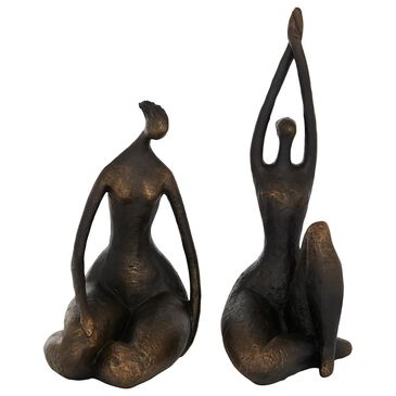 Maple and Jade 16" Female Yoga Pose Sculpture in Bronze (Set of 2), , large