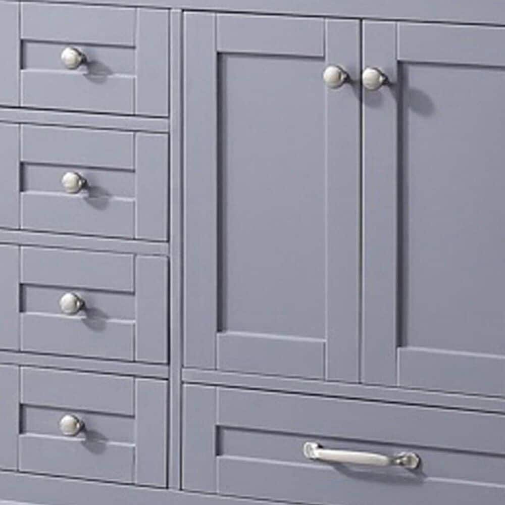 Lexora Home Dukes 60" Double Bathroom Vanity in Dark Grey with White Carrara Marble Top and Rectangular Sinks, , large