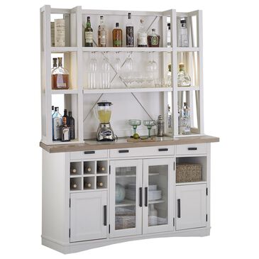 Simeon Collection Americana Modern Buffet Server with Hutch in Cotton and Weathered Natural, , large