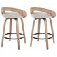 LumiSource Grotto 26" Swivel Counter Stool with Oat Fabric Upholstery in Whitewashed and Black (Set of 2), , large