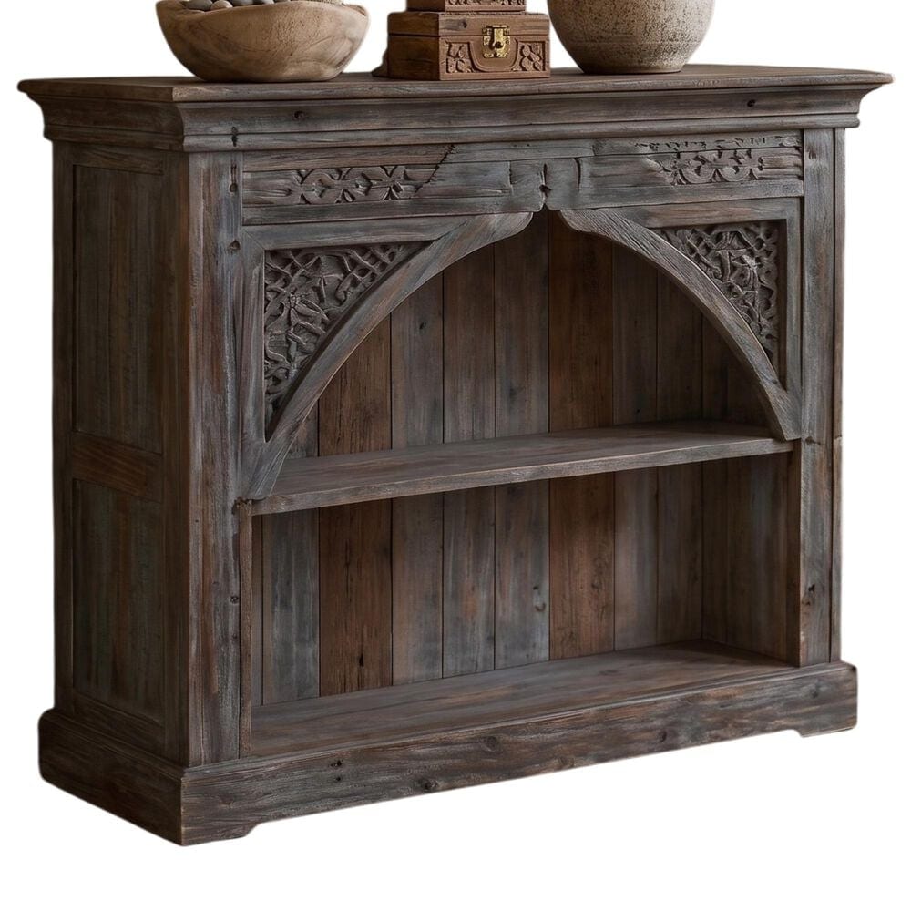 Jaipur Home One of a Kind Old World Bookcase in Grey and Brown, , large