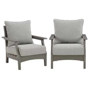 Ashley Visola Lounge Chair with Cushion in Gray - Set of 2, , large