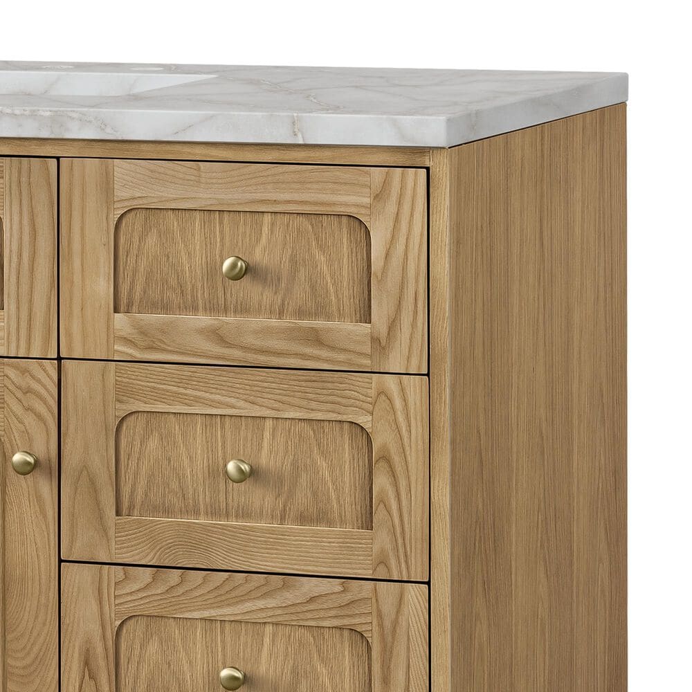 James Martin Vanities Laurent 48" Single Bathroom Vanity in Light Natural Oak with 3 cm Eternal Jasmine Pearl Silestone Top, Rectangular Sink and FreePower Wireless Charger, , large