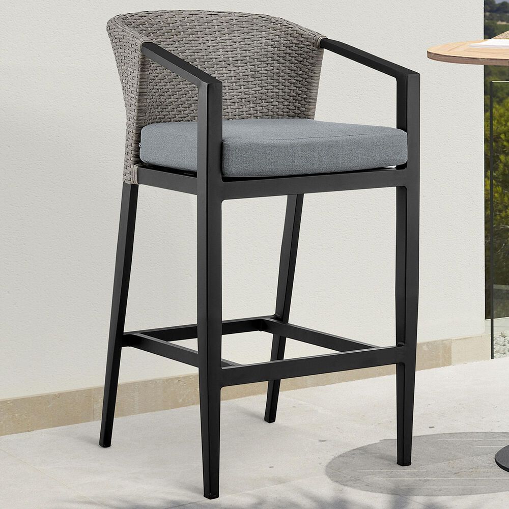 Armen Living Aileen Patio Bar Stool in Dark Gray, , large