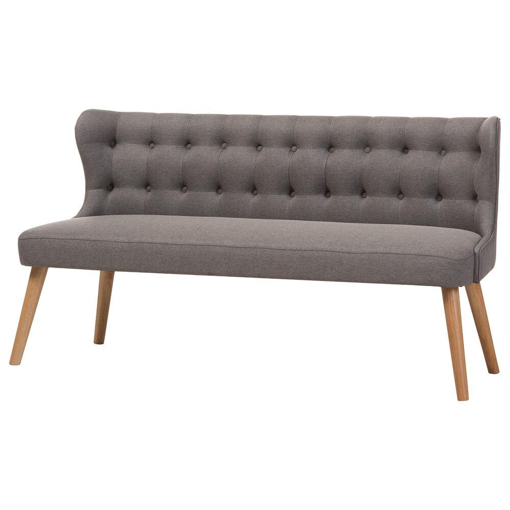 Baxton Studio Melody Stationary 3-Seater Settee Bench in Grey, , large