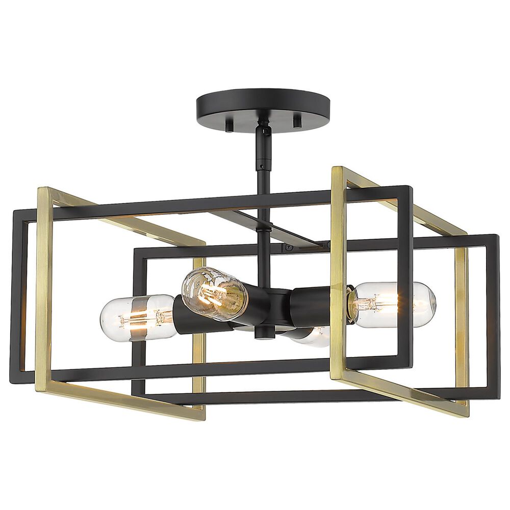 Golden Lighting Tribeca Semi-Flush in Matte Black and Gold, , large