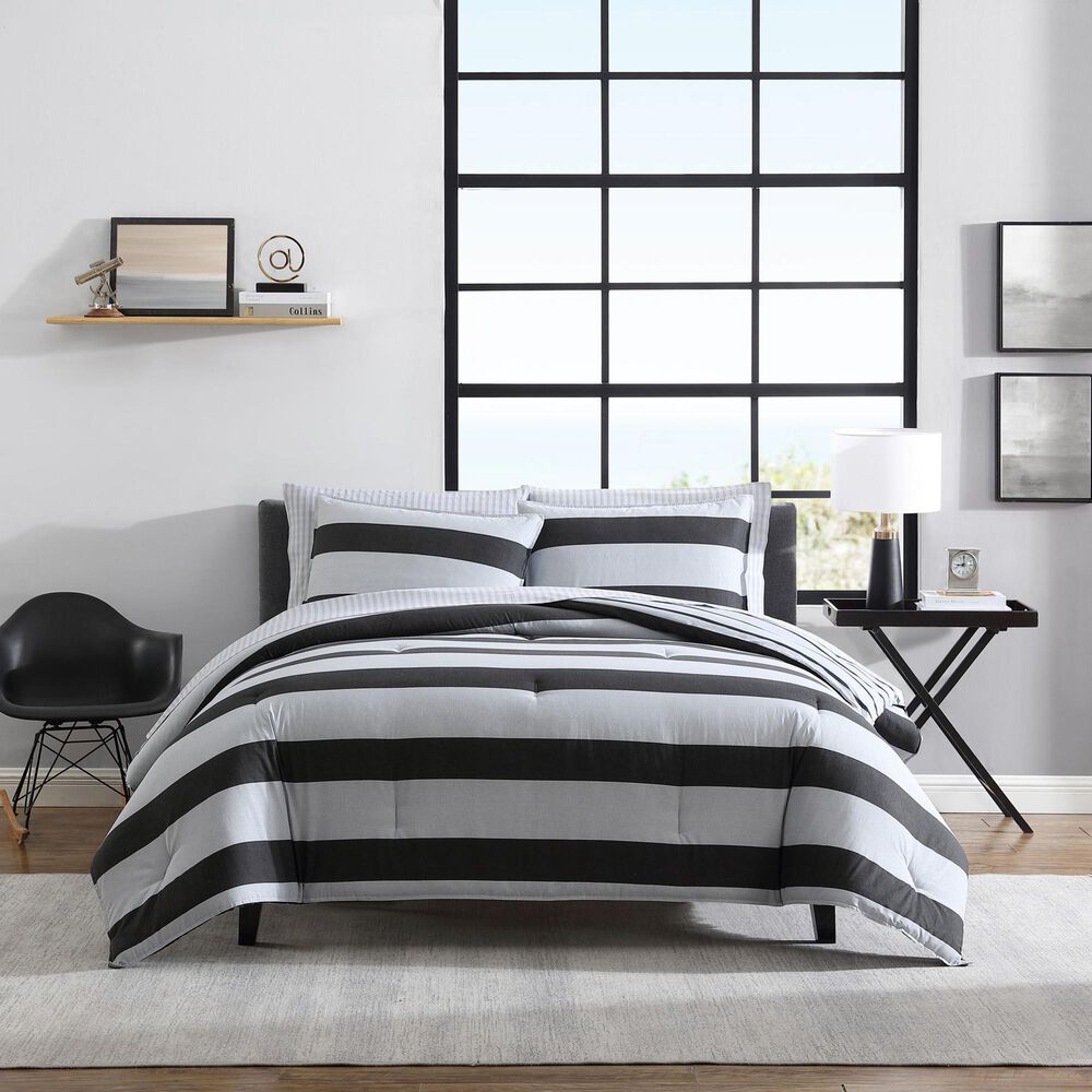 Revman Lawndale 3-Piece Queen Duvet Set in Black and Grey, , large