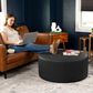 Jaxx Candler Faux Leather Ottoman in Black, , large