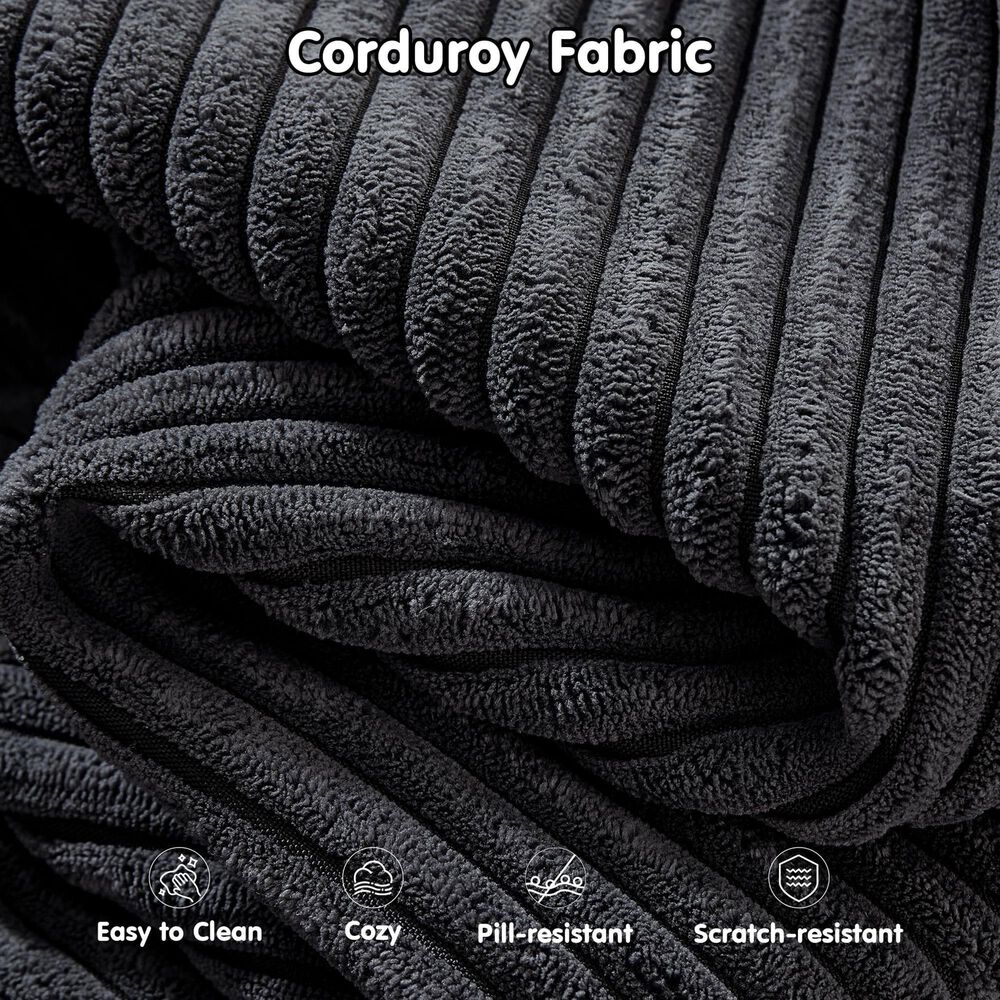 HOMLUX 104" Cloud Sectional Couch Upholstered Modular Sofa with Left L-Shape Chaise, Corduroy Fabric in Gray, , large