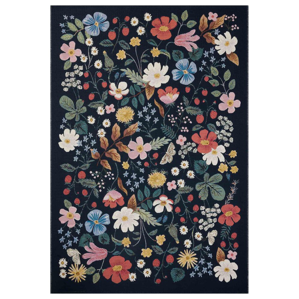 Rifle Paper Co Perennial Strawberry Fields 5"3" x 7"8" Black Area Rug, , large