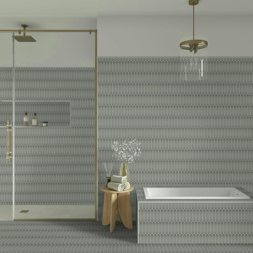 Dal-Tile Artefino Element Stone 1.5" x 6" Capsule on 12" x 13" Porcelain Mosaic Sheet, , large