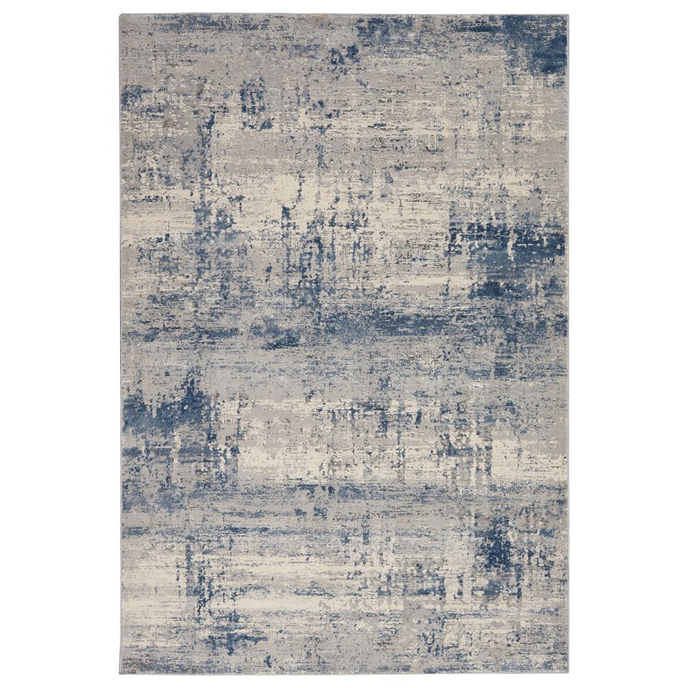 Nourison Rustic Textures Ivory, Deep Blue and Grey 6" x 9" Area Rug, , large