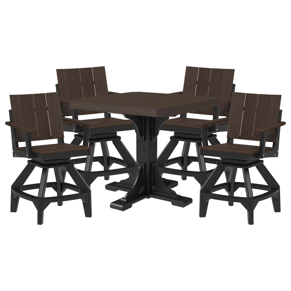 Amish Orchard 5-Piece Patio Counter Height Dining Set in Brazilian Walnut and Black, , large