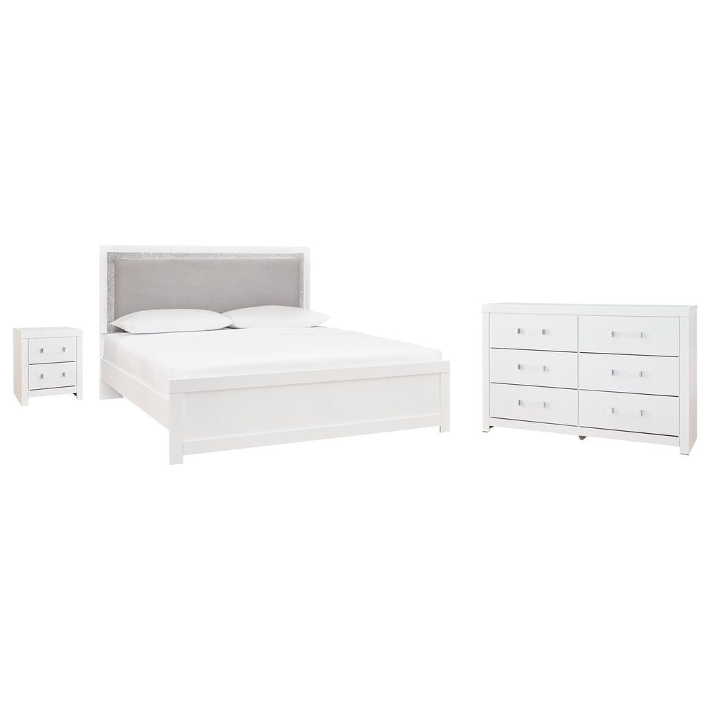 Ashley Maeling Queen Panel Bed with Dresser and Nightstand in Matte White, , large