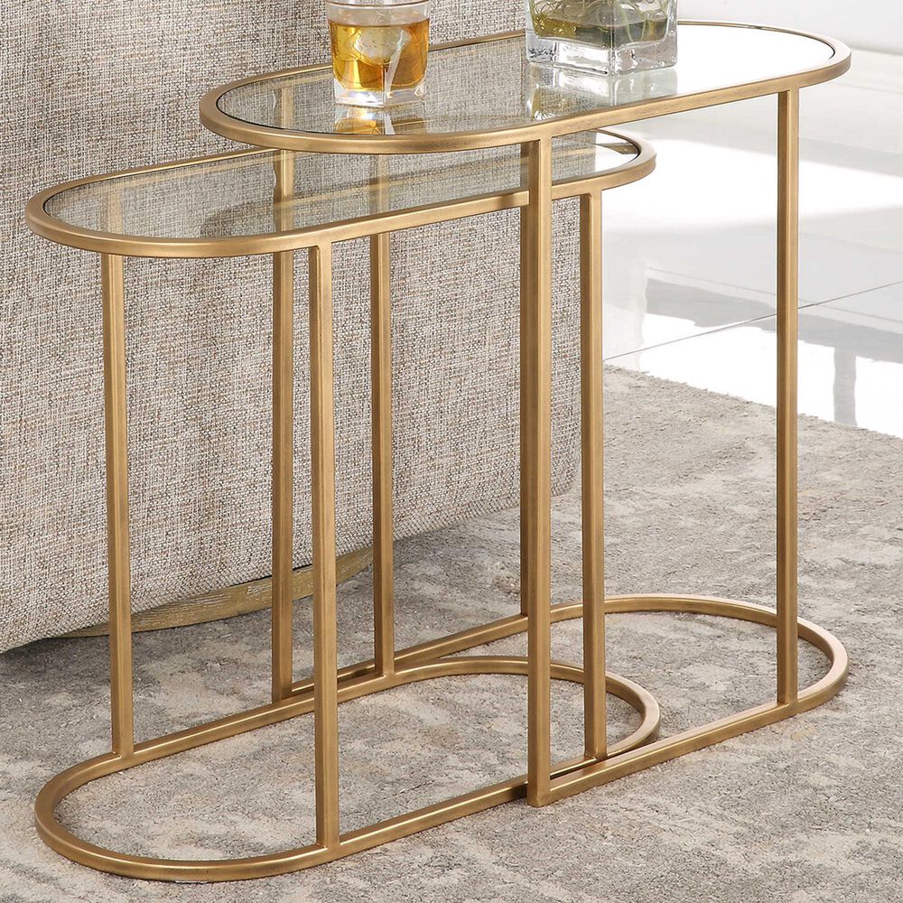 Uttermost 2-Piece Nesting Table Set in Brushed Brass, , large