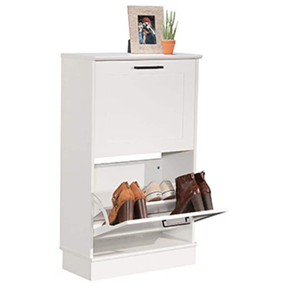 Sauder Homeplus 23" Shoe Cabinet with Flip Door in White, , large