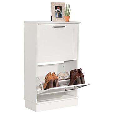 Sauder Homeplus 23" Shoe Cabinet with Flip Door in White, , large
