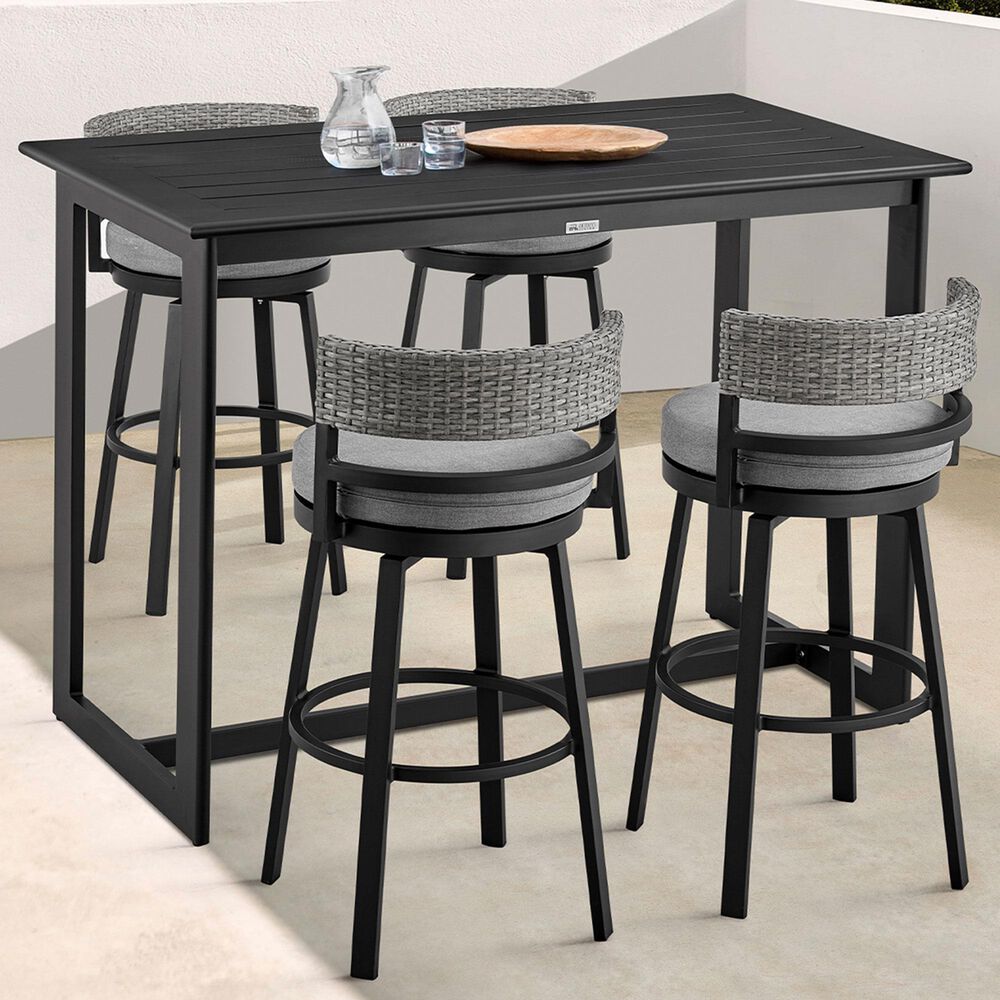 Blue River Encinitas 5-Piece Patio Bar Table Set in Black, , large
