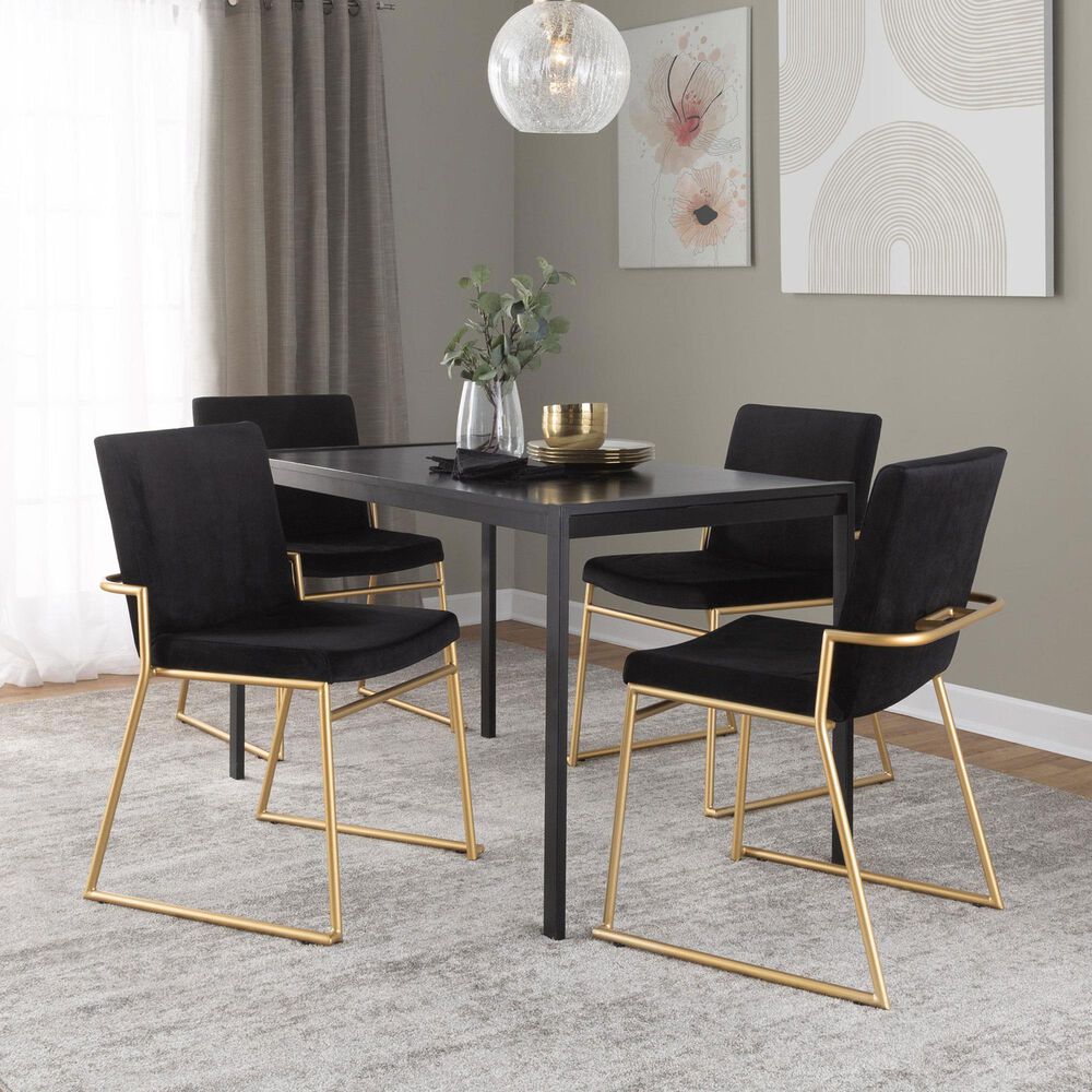 LumiSource Dutchess Side Chair with Black Velvet Cushion in Gold (Set of 2), , large