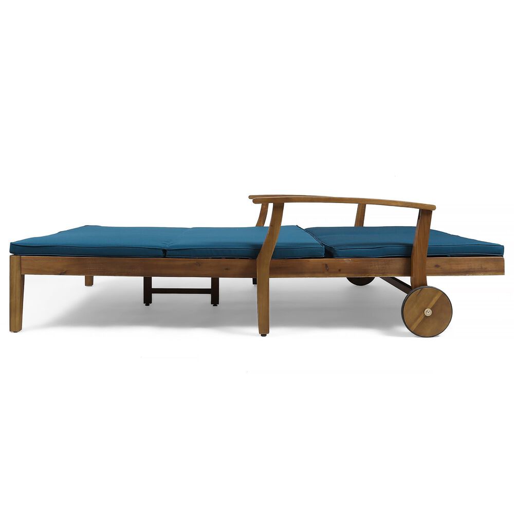 Hearth and Haven Perla Outdoor Double Chaise Lounge with Cushion in Teak, , large