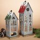 The Gerson Company 2-Piece Holiday Houses Lantern Set with Tealight Holder in Gray, , large