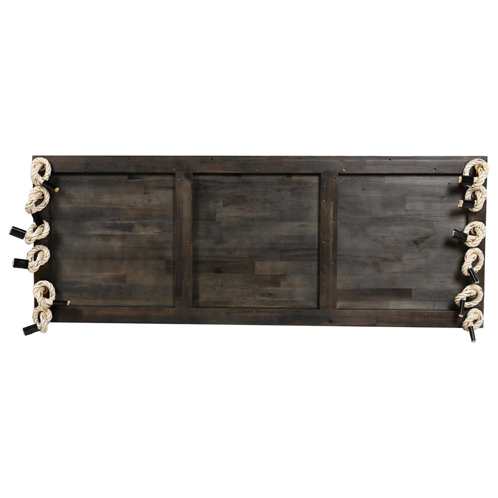 Hearth and Haven Topmax Outdoor Hanging Porch Swing Bench with Beige Cushion in Brown, , large