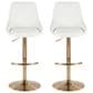 LumiSource Diana Adjustable Barstool with White Faux Leather Upholstery in Gold (Set of 2), , large