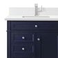 James Martin Vanities Brittany 36" Single Bathroom Vanity in Victory Blue with Single Hole 3 cm White Zeus Quartz Top and Rectangular Sink, , large
