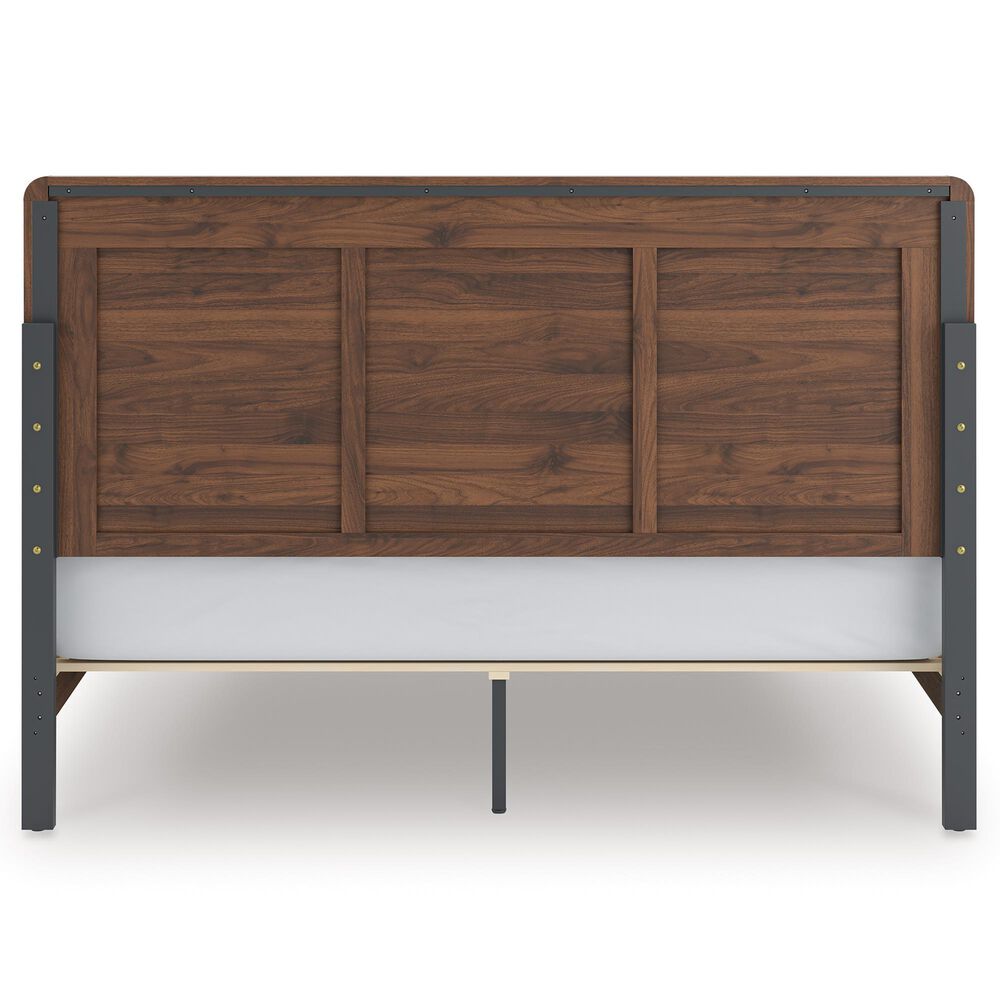 Ashley Fortlorn King Bed with Two Nightstands in Walnut Brown, , large