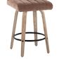 LumiSource Hank Swivel Counter Stool with Brown Fabric Upholstery in Whitewashed and Black (Set of 2), , large