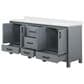 Lexora Home Ziva 72" Double Bathroom Vanity in Dark Grey with 2 cm White Cultured Marble Top and Rectangular Sinks, , large