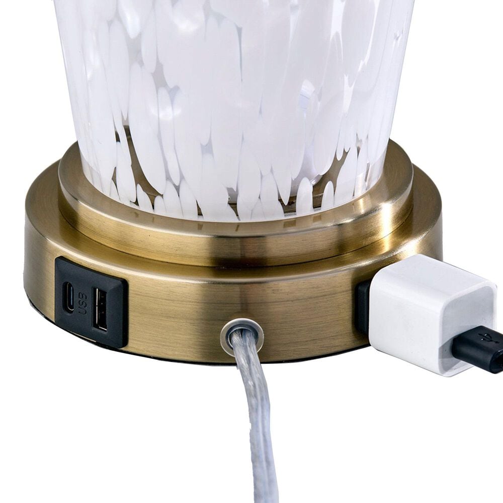 Adesso Grady Table Lamps with USB in Antique Brass and White (Set of 2), , large
