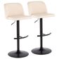 LumiSource Toriano Swivel Adjustable Bar Stool with Cream Faux Leather Upholstery in Black (Set of 2), , large