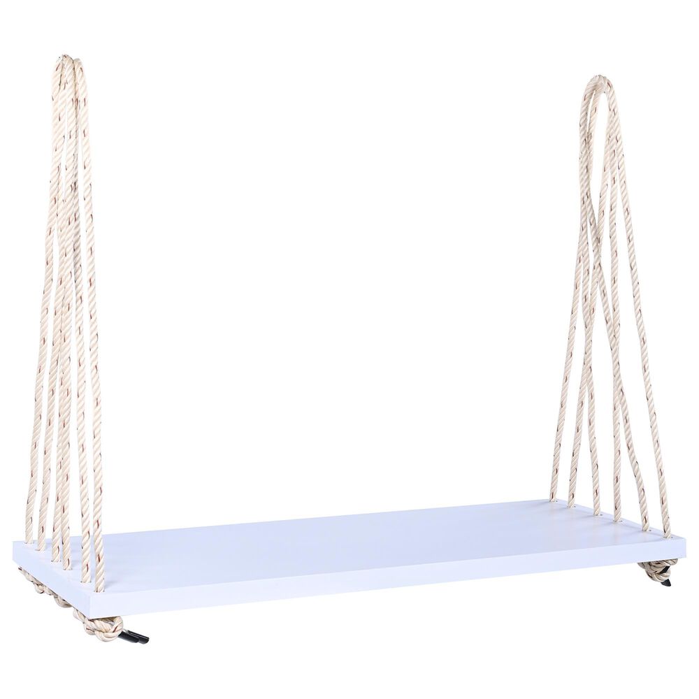 Hearth and Haven Topmax Outdoor Hanging Porch Swing Bench with Dark Gray Cushion in White, , large
