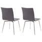 Lumisource Mason Swivel Side Chair with Grey Upholstered in Brushed Stainless Steel (Set of 2), , large
