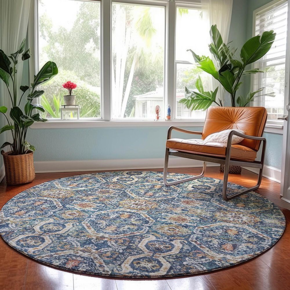 Dalyn Rug Company Neo NO6 8&#39; Round Denim Area Rug, , large