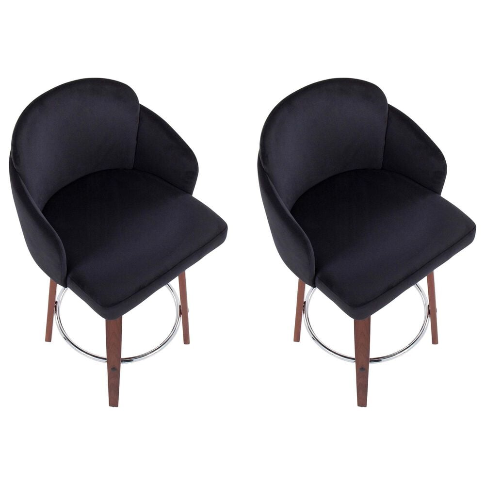 LumiSource Dahlia Swivel Counter Stool with Camel Upholstery in Walnut and Chrome (Set of 2), , large