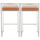 Lumisource Fuji Stackable Counter Stool with Camel Faux Leather Cushion in Brushed Stainless Steel (Set of 2), , large