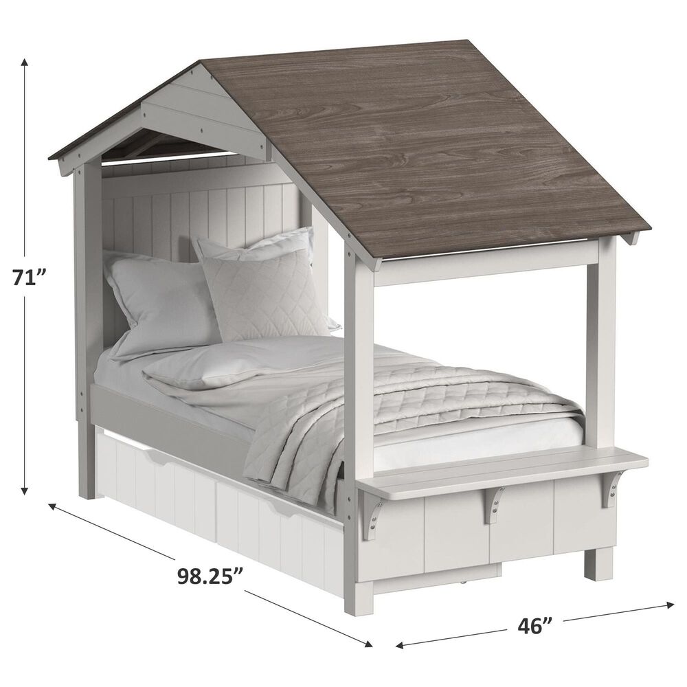 Eastern Shore Lodge Twin Bed with Full Roof in Cookies and Cream, , large