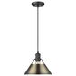 Golden Lighting Orwell 1-Light Medium Pendant with Aged Brass Shade in Matte Black, , large