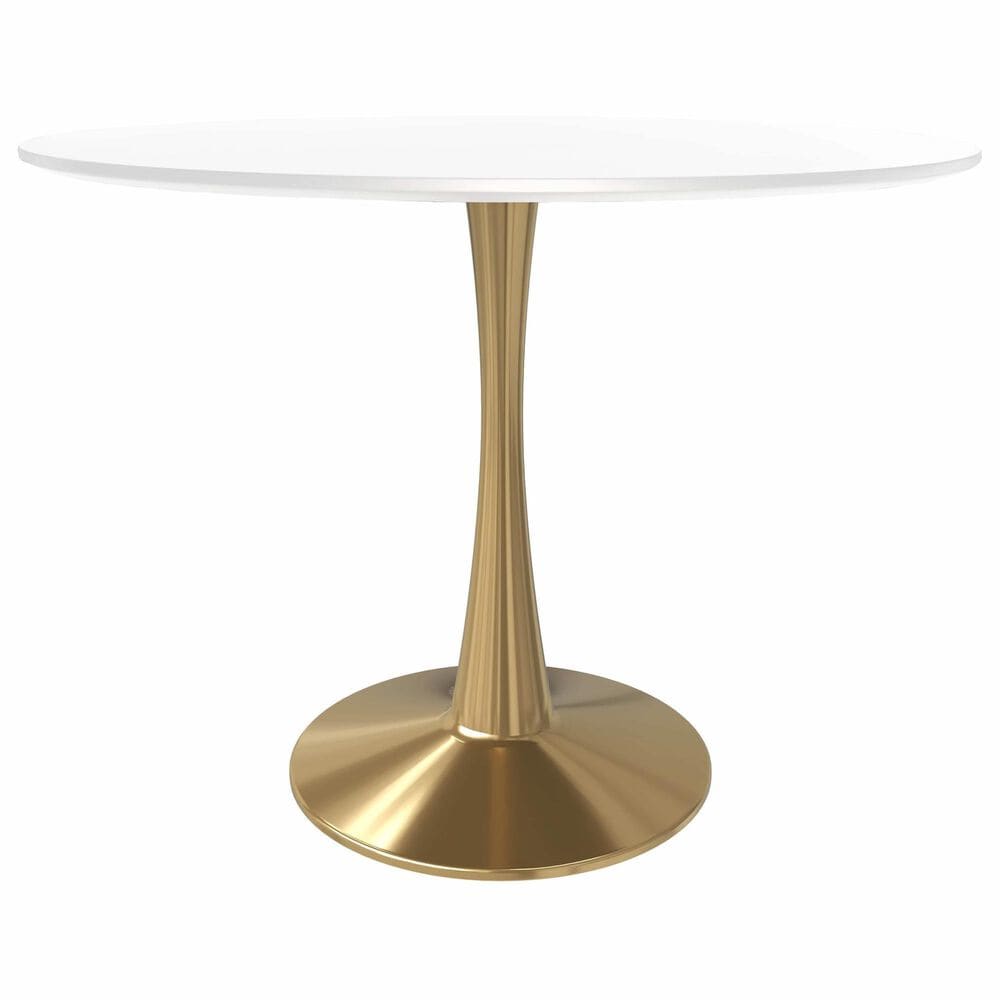 Leisuremod Bristol 40&quot; Round Dining Table with MDF Top in Gold and White - Table Only, , large