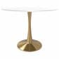 Leisuremod Bristol 40" Round Dining Table with MDF Top in Gold and White - Table Only, , large