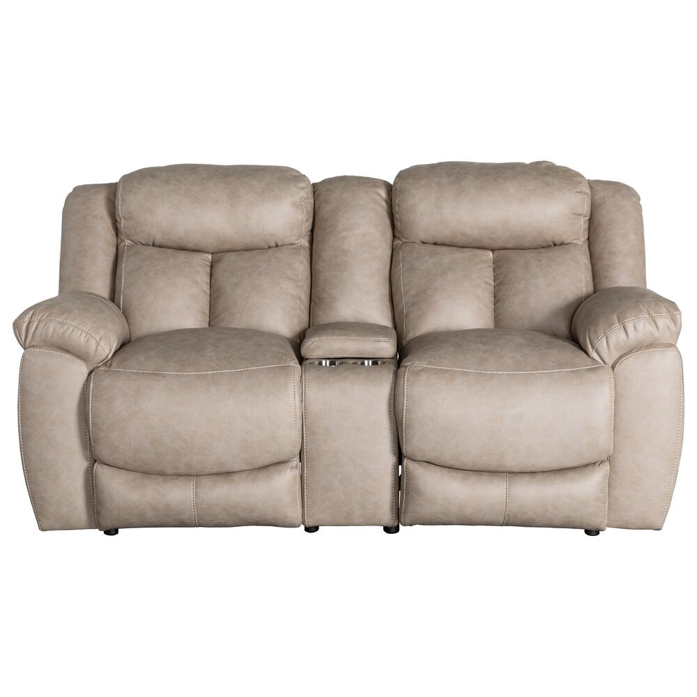 Moore Furniture Warner Manual Reclining Console Loveseat in Duvall Latte, , large