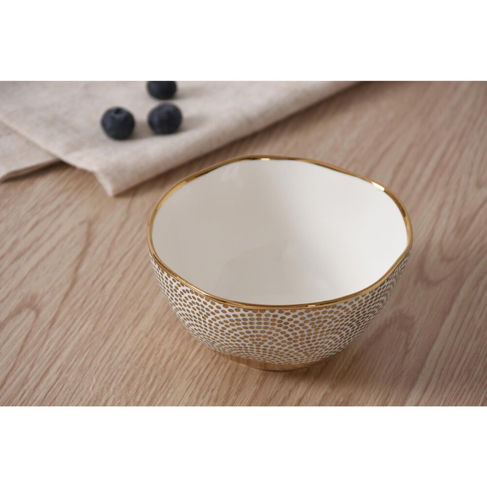 Pampa Bay Sensu 4.5&quot; Snack Bowl in White and Gold, , large