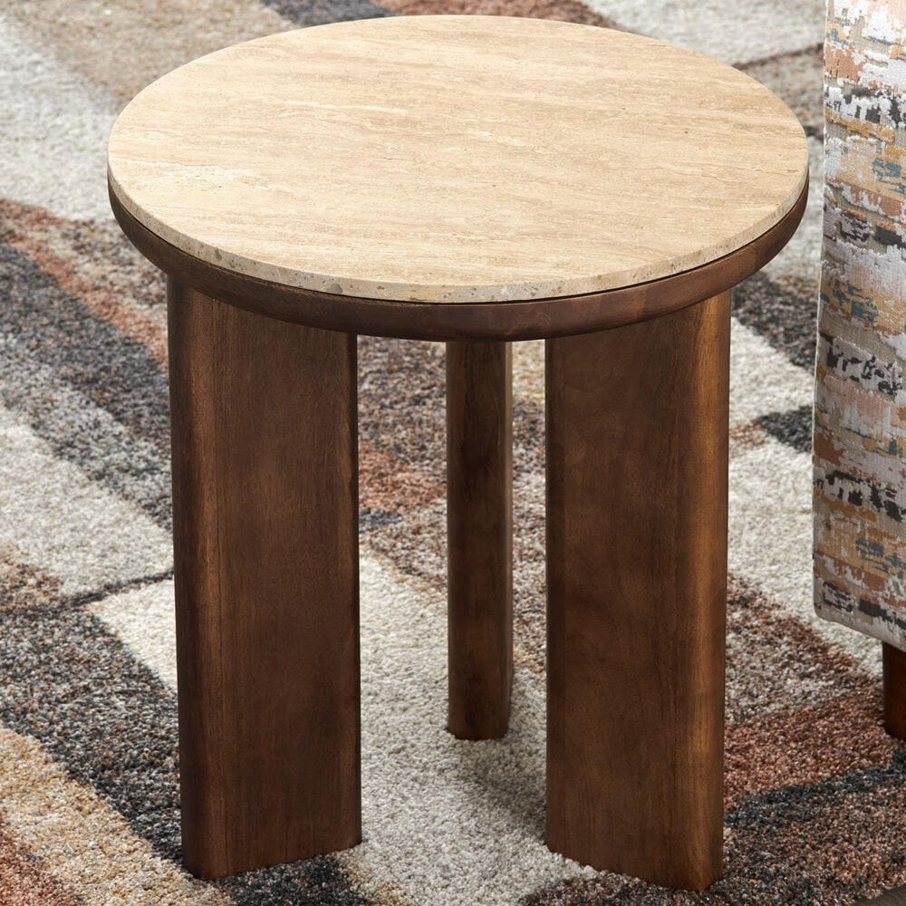 Slatehouse Mason Round End Table in Brown, , large