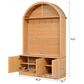 HOMLUX Farmhouse Fabric Arched Top Hall Tree with 5 Metal Hooks and Adjustable Shelves in Natural, , large