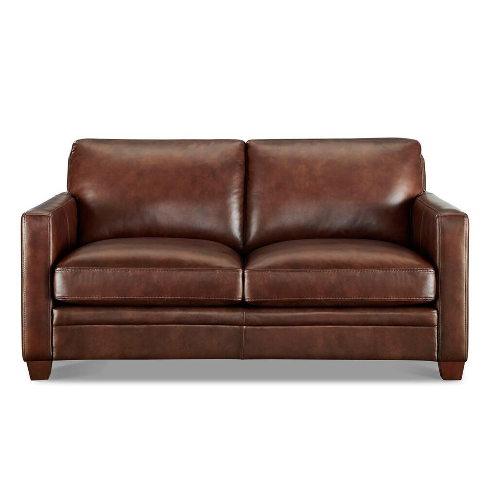 Back Nine Leather Como Leather Loveseat in Cognac Brown, , large